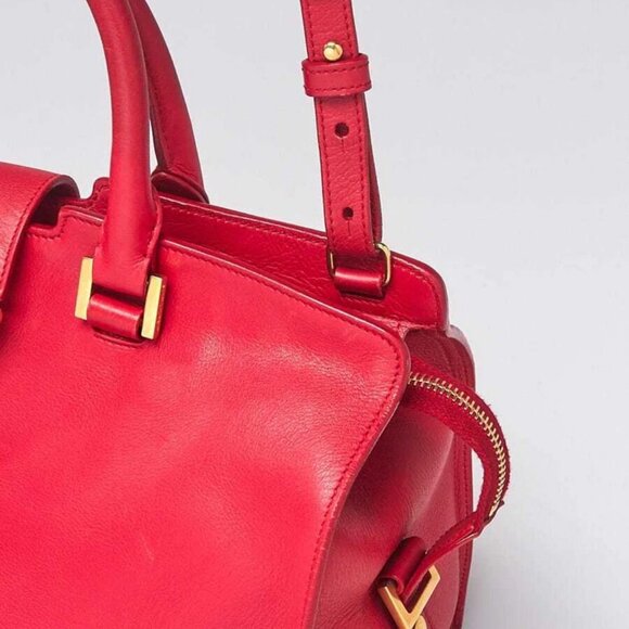 Yves Saint Laurent Red Calfskin Leather Small Cabas ChYc Bag - Picture 5 of 12